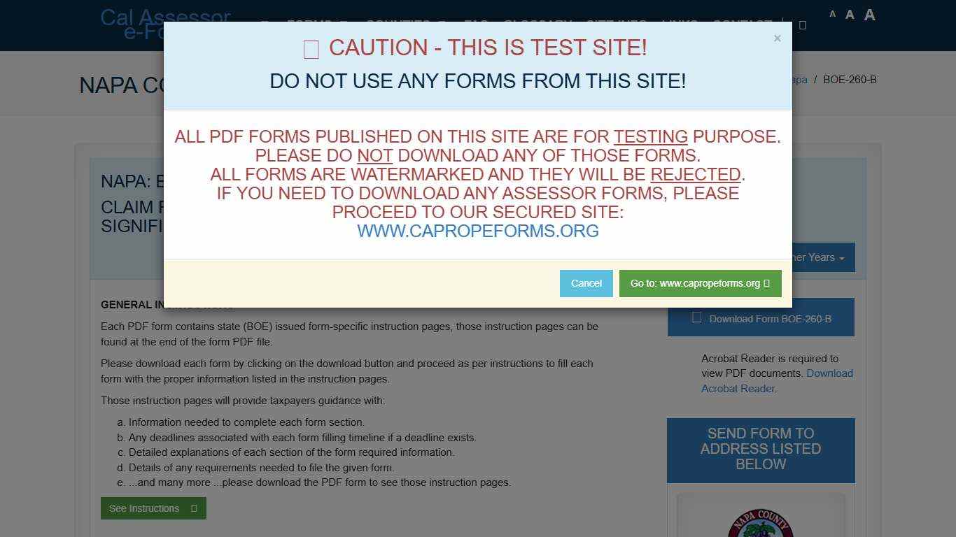 CAA e-Forms Service Center - Napa: BOE-260-B